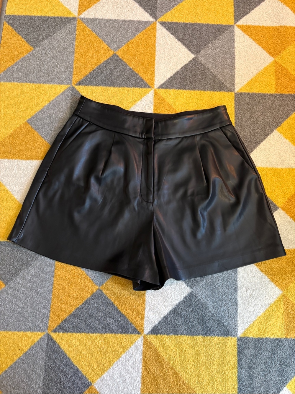 Express Black Faux Leather High Waist Shorts